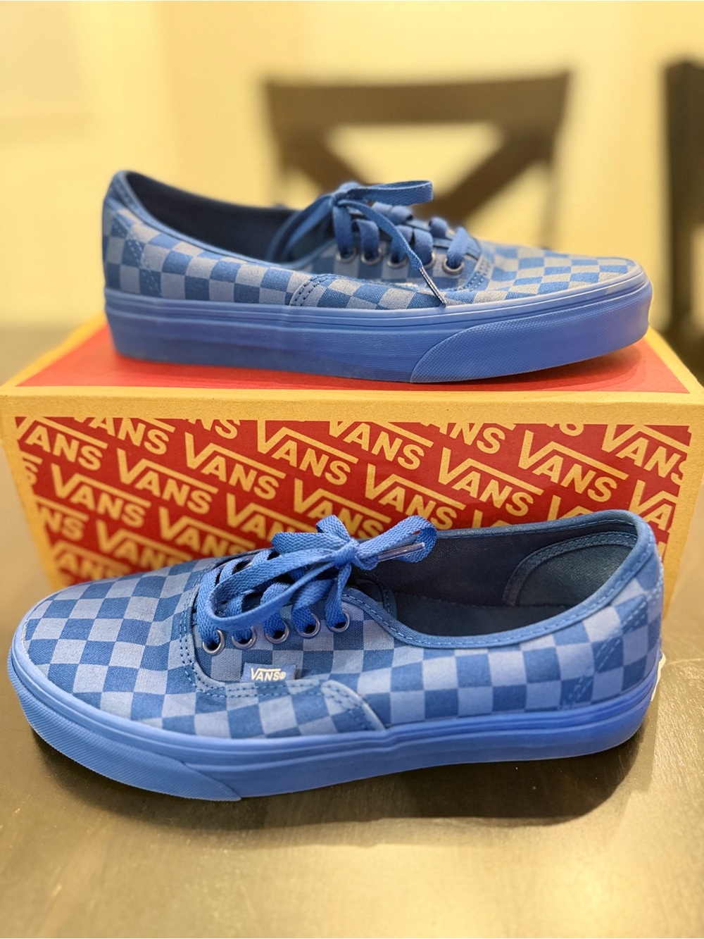 Vans Checkerboard Lace-Up Sneakers - Blue